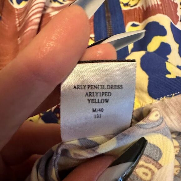 Antik Batik Arly Pencil Dress Yellow Blue size S/M - Picture 11 of 11